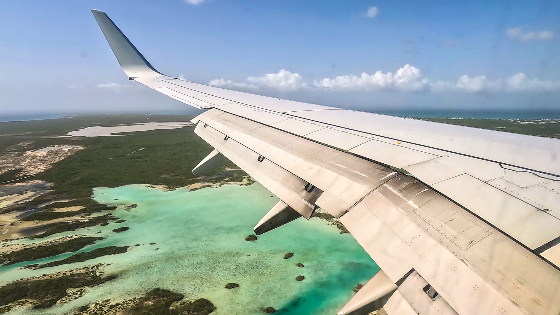 Spectacular view on approach to Providenciales International Airport.